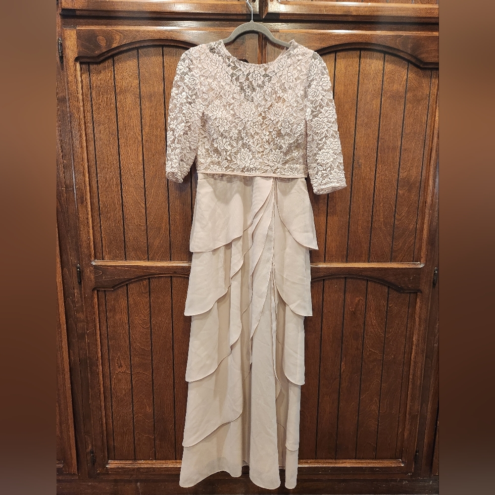 Champagne Formal Dress w/ Lace Bolero